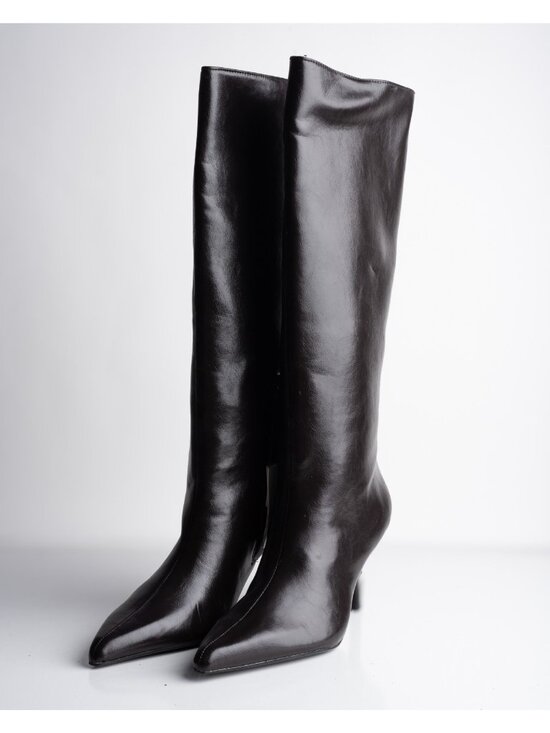Zara Shoes - Zara Womens Boots Faux Leather Knee High Heeled Brown Sz US 7.5 EU 38 NWD